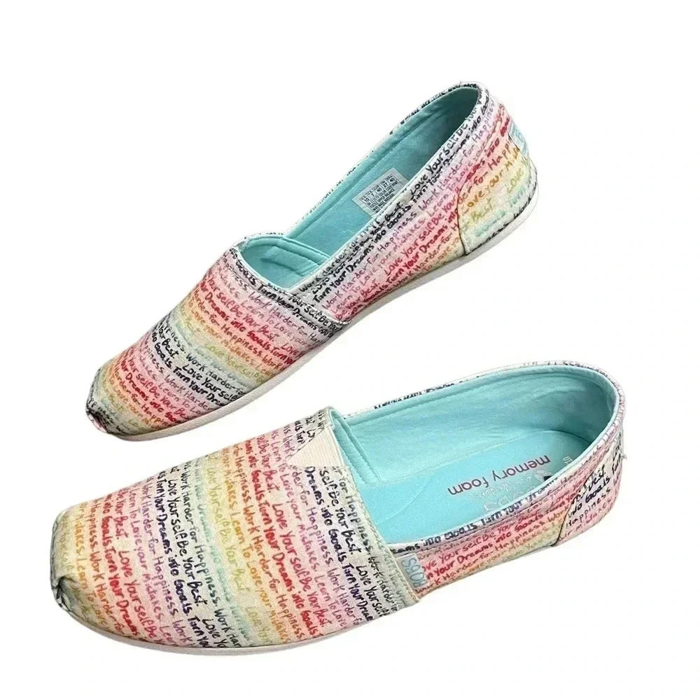 BOBS by Skechers Inspire Me Alpargata Slip On Flat Shoes Rainbow Women’s size 10